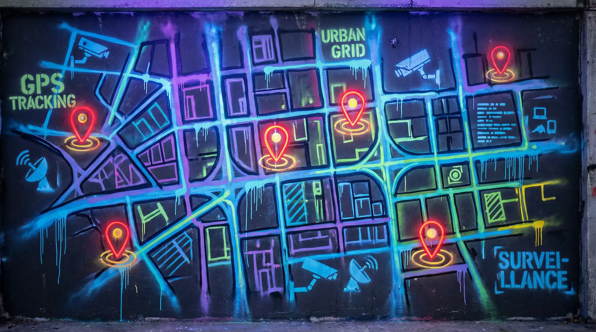 现代豪侠传国语 狗仔追踪地图 - 城市涂鸦风格